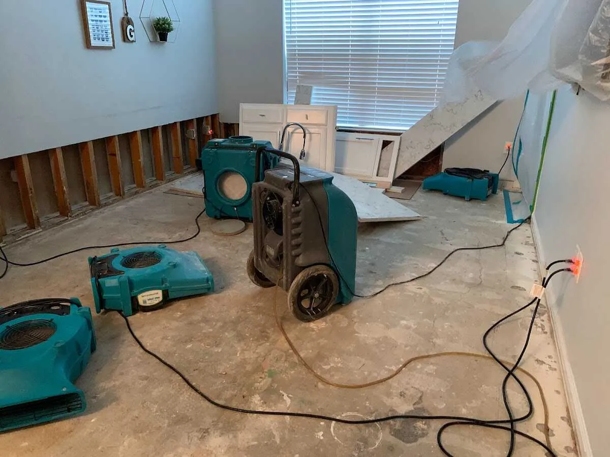 Dehumidifier in flood-cut room for Water Damage Restoration in McKeesport